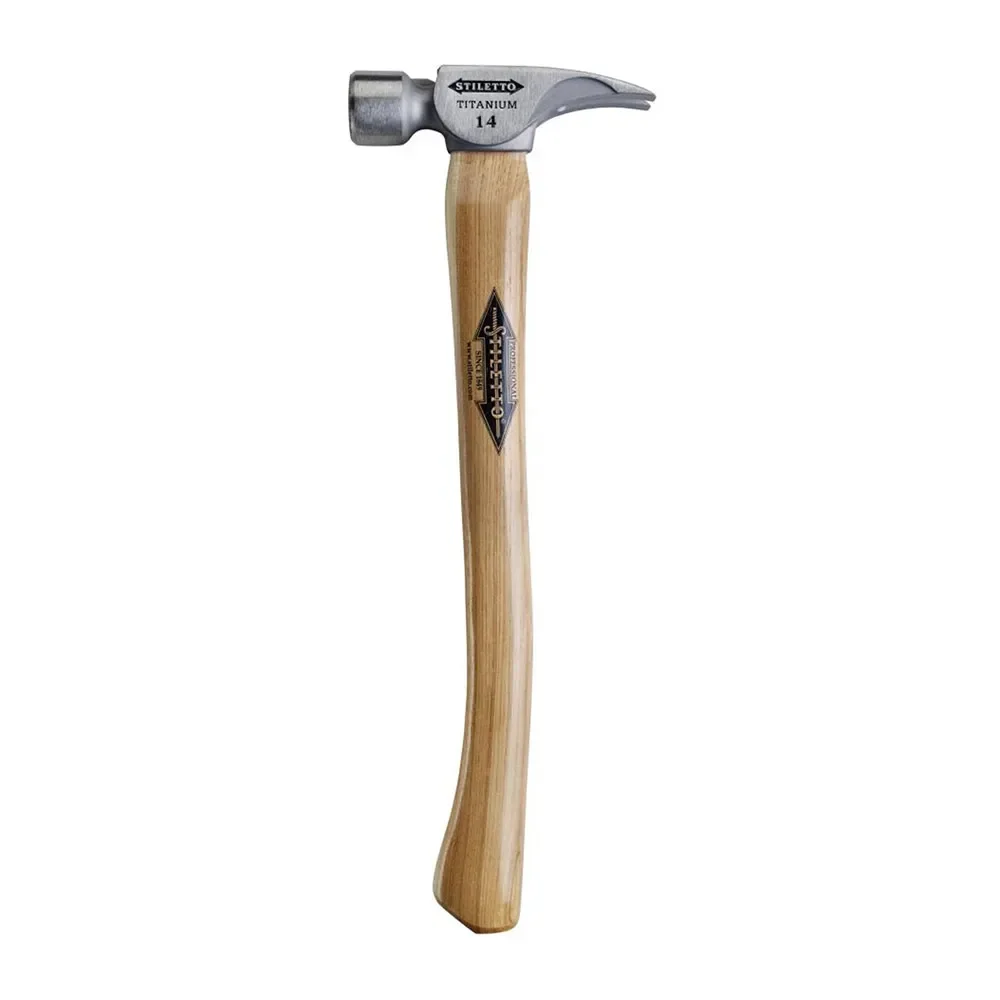 Stiletto 14 oz Titanium Milled Face Hammer with 18 in. Curved Hickory Handle